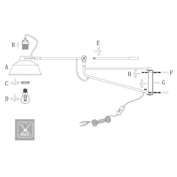 Industriële zwarte metalen wandlamp Mexlite Nove - Image 7