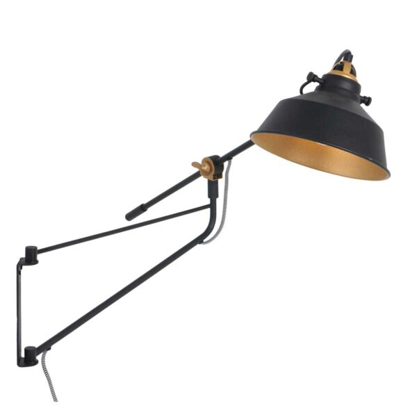 Industriële zwarte metalen wandlamp Mexlite Nove - Image 8