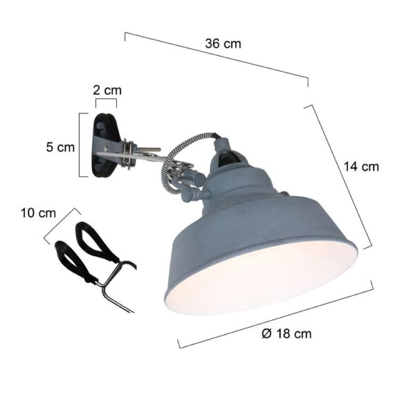 Industriële grijze metalen wandlamp Mexlite Nove - Image 7