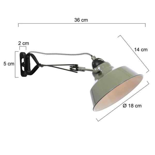 Industriële wandlamp groen metaal Mexlite Nove - Image 7