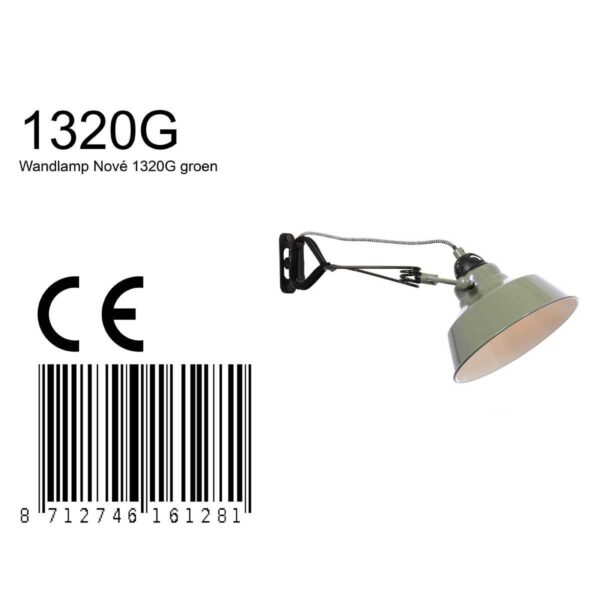Industriële wandlamp groen metaal Mexlite Nove - Image 8