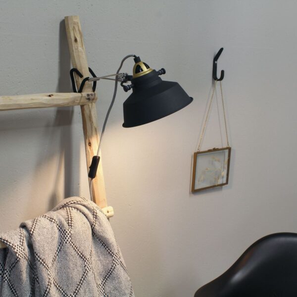 Industriële zwarte metalen wandlamp Mexlite Nove - Image 2
