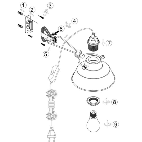Industriële zwarte metalen wandlamp Mexlite Nove - Image 9