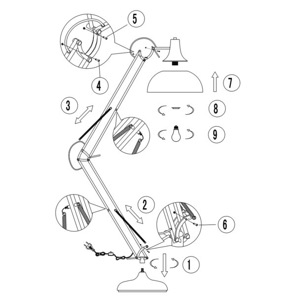 Mexlite Office Magna vloerlamp - 180 cm hoog - kantelbaar - E27 - zwart - Image 9