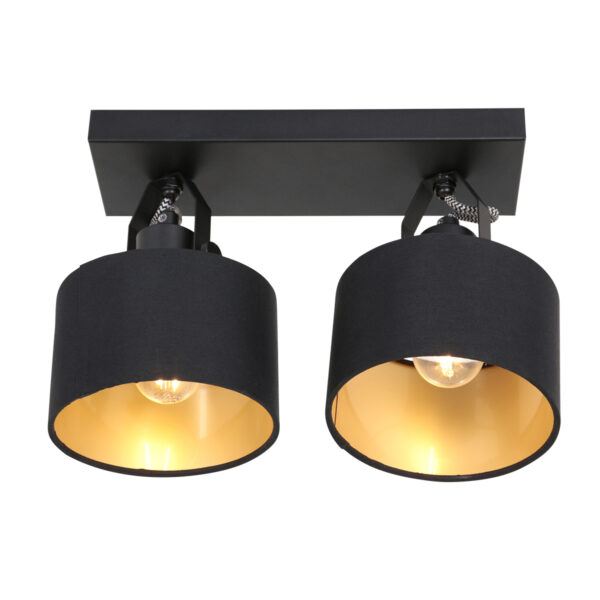 Tweelichts plafondlamp met stoffen kappen Mexlite Ornoir - Image 11