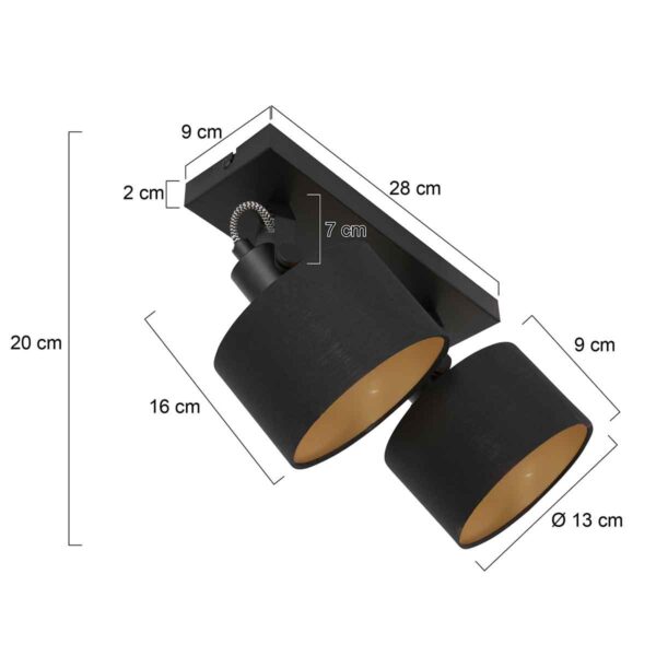 Tweelichts plafondlamp met stoffen kappen Mexlite Ornoir - Image 5