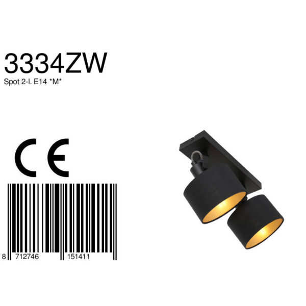 Tweelichts plafondlamp met stoffen kappen Mexlite Ornoir - Image 6
