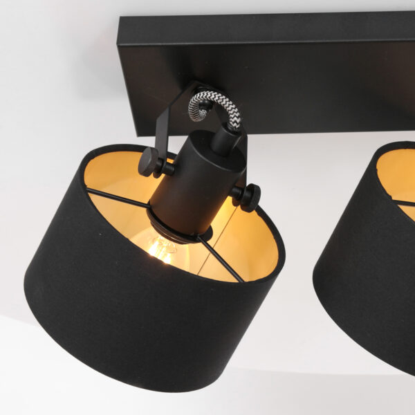 Tweelichts plafondlamp met stoffen kappen Mexlite Ornoir - Image 10