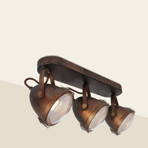 Mexlite Paco plafondlamp - drielichts - 45 cm breed - draai- en kantelbaar - bruin - Image 2