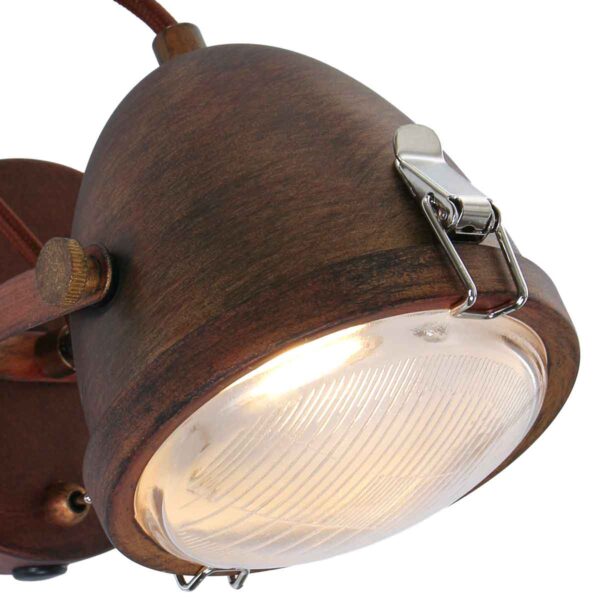 Mexlite Paco wandlamp - koplamp - ⌀11,5 cm - draai- en kantelbaar - bruin - Image 3