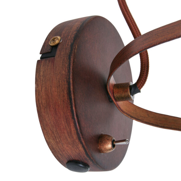 Mexlite Paco wandlamp - koplamp - ⌀11,5 cm - draai- en kantelbaar - bruin - Image 4