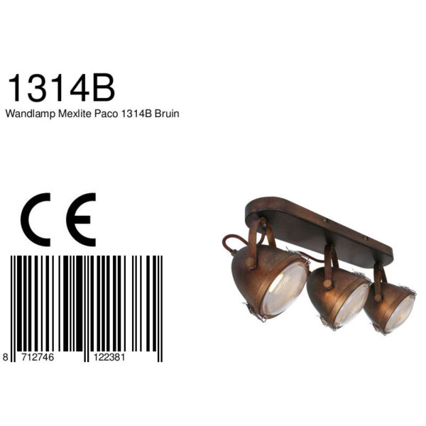 Mexlite Paco plafondlamp - drielichts - 45 cm breed - draai- en kantelbaar - bruin - Image 7