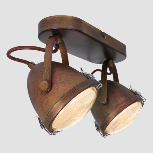 Mexlite Paco plafondlamp - tweelichts - 31 cm breed - incl. LED lichtbronnen - dim-to-warm - bruin - Image 10