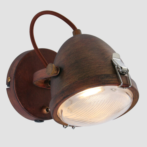 Mexlite Paco wandlamp - koplamp - ⌀11,5 cm - draai- en kantelbaar - bruin - Image 10