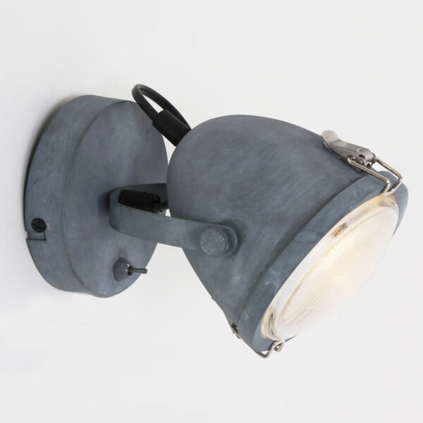 Mexlite Paco wandlamp - koplamp - ⌀11,5 cm - draai- en kantelbaar - beton grijs - Afbeelding 10