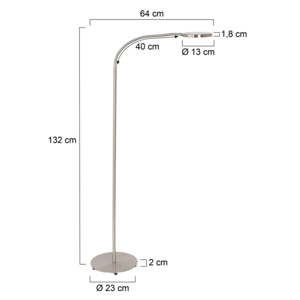 Moderne instelbare ronde vloerlamp staal Mexlite Platu - Image 6