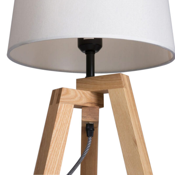 Tafellamp beige hout stoffen kap Mexlite Sabi - Image 3