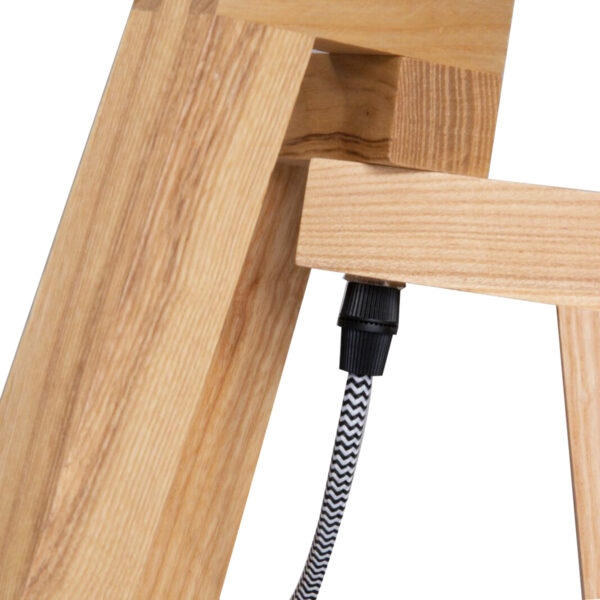 Tafellamp beige hout stoffen kap Mexlite Sabi - Image 4