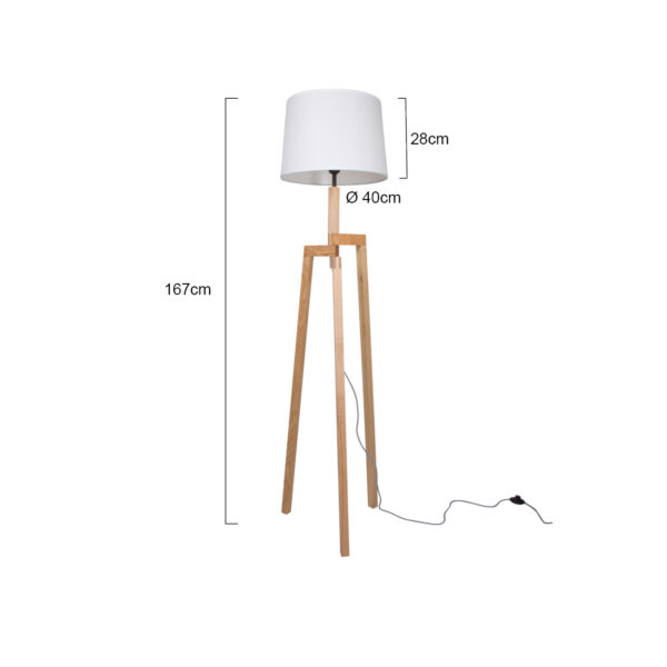 Scandinavische driepoot vloerlamp beige hout Mexlite Sabi - Image 7