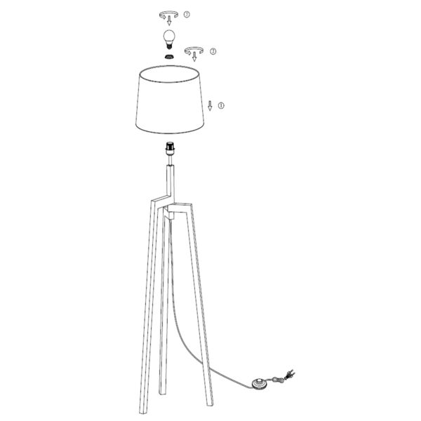 Scandinavische driepoot vloerlamp beige hout Mexlite Sabi - Image 9