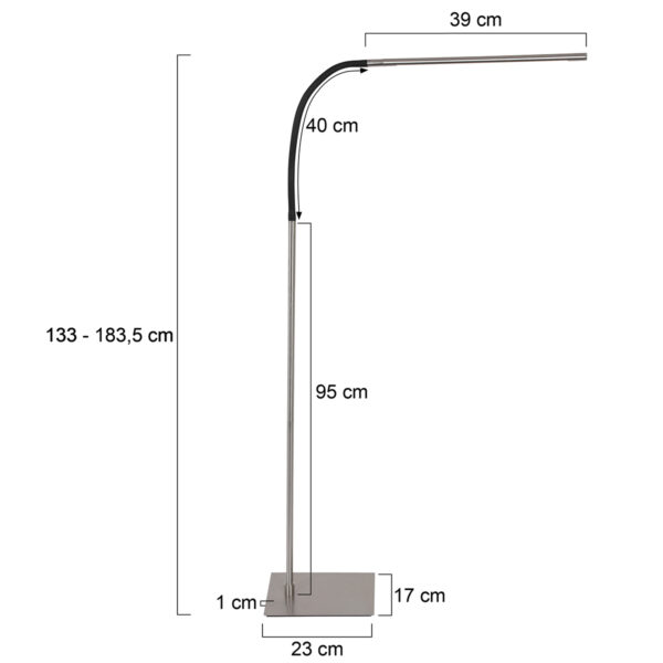 Minimalistische flexibele vloerlamp staal  Mexlite Serpent - Image 6