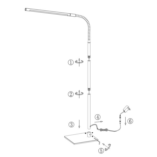 Minimalistische flexibele vloerlamp staal  Mexlite Serpent - Image 9