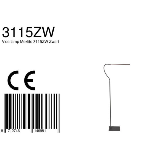 Moderne zwarte verstelbare vloerlamp  Mexlite Serpent - Image 6