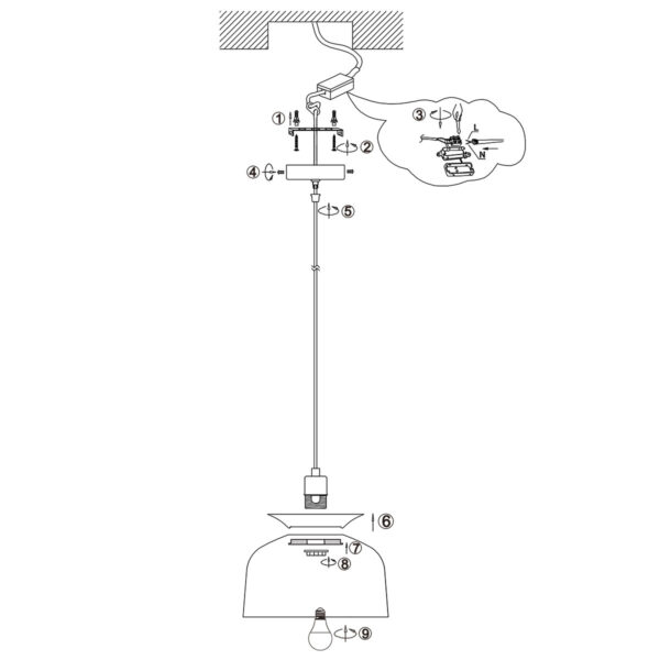 Zwarte komvormige plafondlamp met koperkleurig accent Mexlite Skandina - Image 7