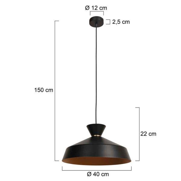 Zwarte hanglamp zwart met koperkleur Mexlite Skandina - Image 6