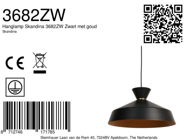 Zwarte hanglamp zwart met koperkleur Mexlite Skandina - Image 7