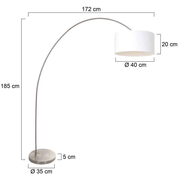 Stalen booglamp met witte lampenkap Mexlite Solva - Image 5