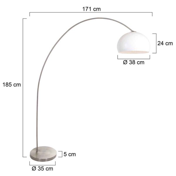 Stalen klassieke booglamp met witte lampenbol Mexlite Solva - Image 5