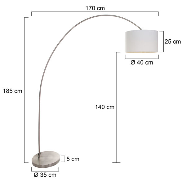 Moderne stalen stoffen vloerlamp metaal Mexlite Solva - Image 5