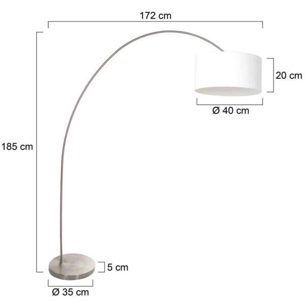 Stalen klassieke booglamp met witte lampenkap Mexlite Solva - Image 5