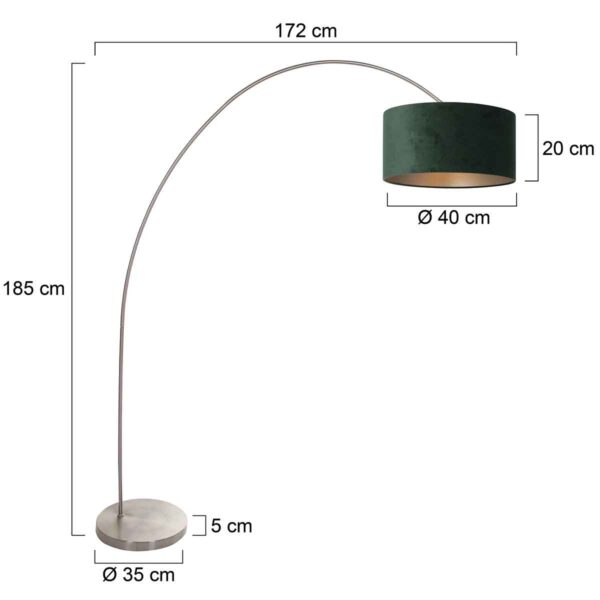 Stalen klassieke booglamp met groene lampenkap Mexlite Solva - Image 5