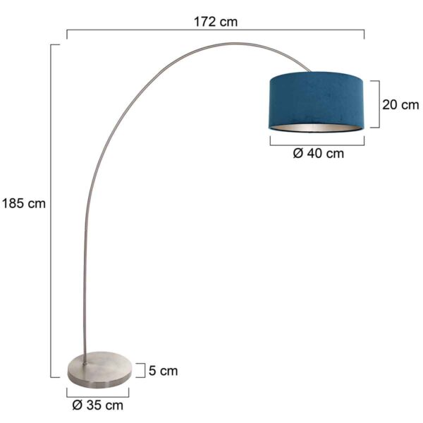 Stalen klassieke booglamp met blauwe lampenkap Mexlite Solva - Image 5