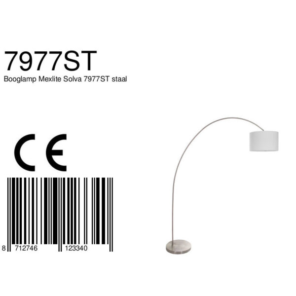 Moderne stalen stoffen vloerlamp metaal Mexlite Solva - Image 6