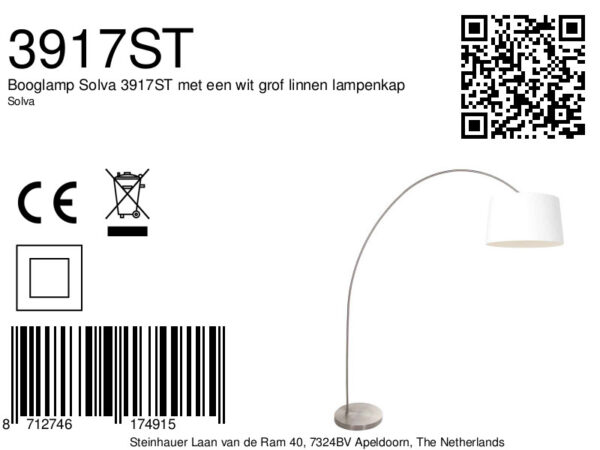 Stalen klassieke booglamp met beige lampenkap Mexlite Solva - Image 6