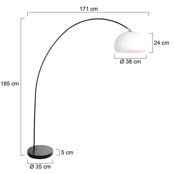 Moderne zwarte booglamp met witte lampenbol Mexlite Solva - Image 5
