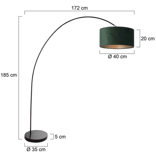 Zwarte booglamp met groen lampenkap Mexlite Solva - Image 5