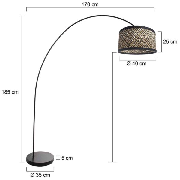 Zwarte vloerlamp met rotan lampenkap Mexlite Solva - Image 6