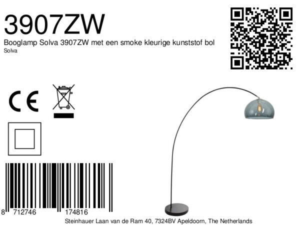Trendy zwarte metalen vloerlamp Mexlite Solva - Image 6