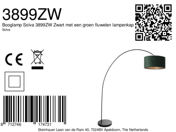 Zwarte booglamp met groen lampenkap Mexlite Solva - Image 6