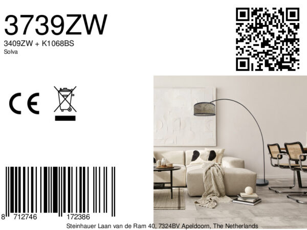 Zwarte vloerlamp met rotan lampenkap Mexlite Solva - Image 7