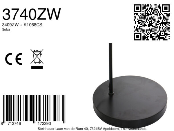 Zwarte staande booglamp naturel kap  Mexlite Solva - Image 7