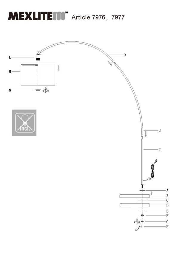 Zwarte staande booglamp naturel kap  Mexlite Solva - Image 8