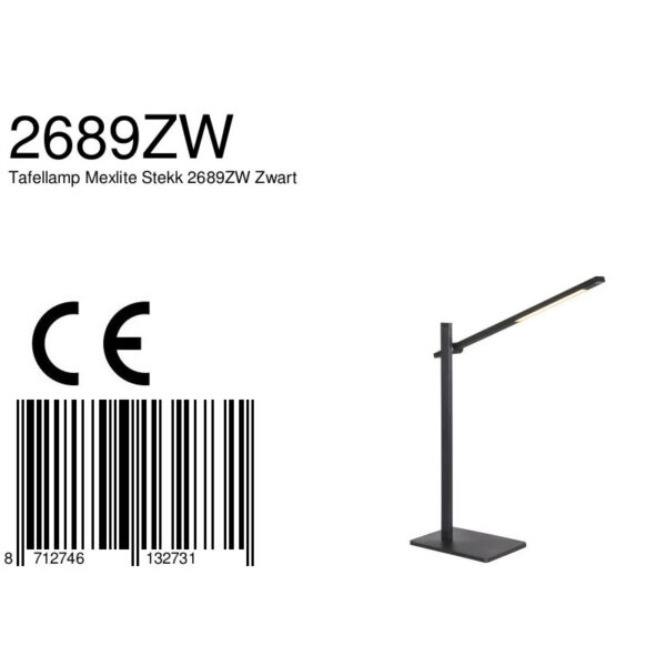 Moderne zwarte aluminium kunststof tafellamp Mexlite Stekk - Image 7
