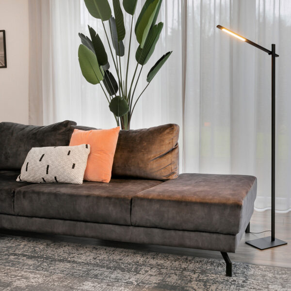 Moderne aluminium kunststof vloerlamp zwart Mexlite Stekk - Image 2
