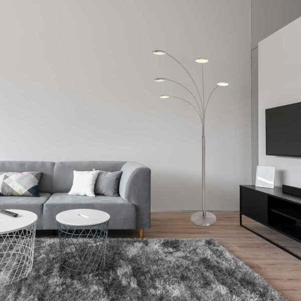 Moderne glazen stalen vloerlamp Mexlite Synna - Image 2