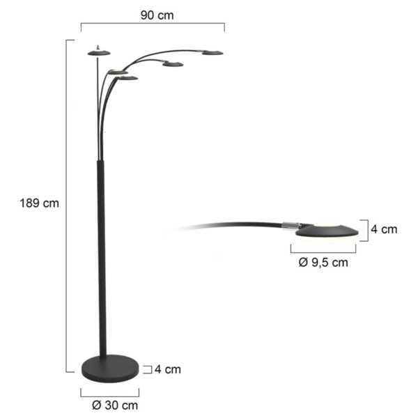 Moderne zwarte metalen vloerlamp Mexlite Synna - Image 6